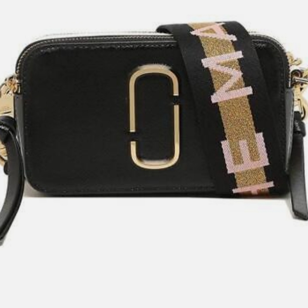MARC JACOBS Black Multi Small Logo strap Snapshot Camera Crossbody B…